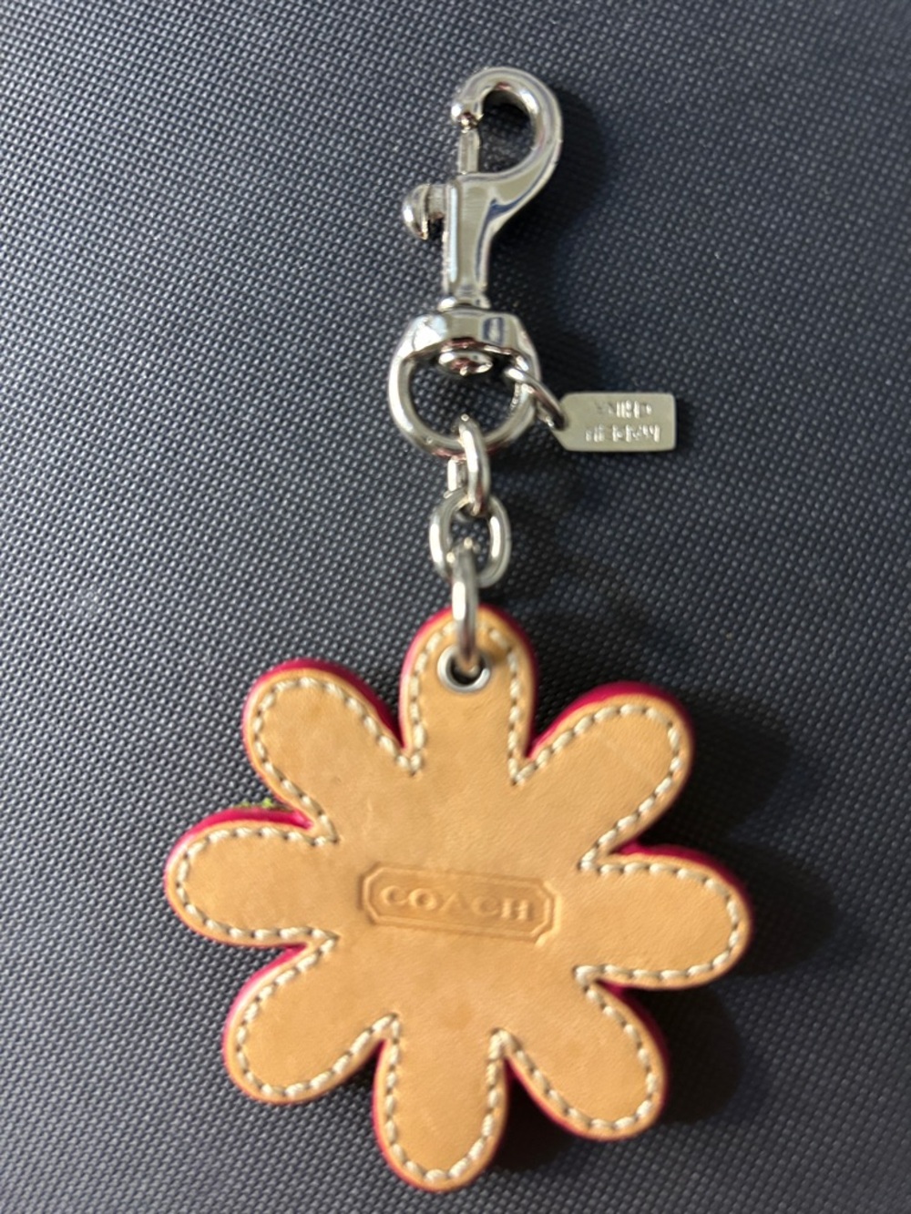 Coach Leather Flower Bag Charm New - Picture 2 of 4